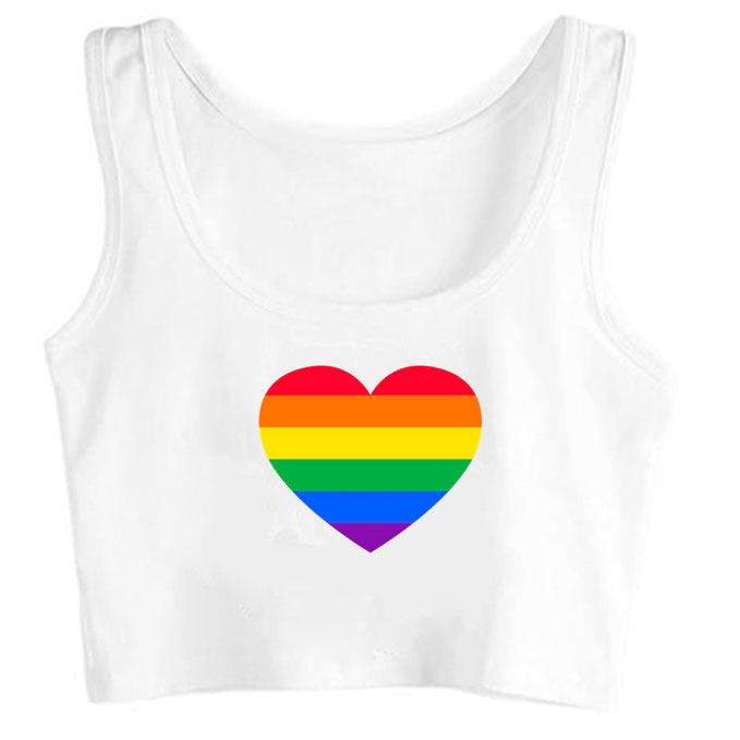 0090-heart-in-rainbow-colors-2-white print unisex crop top