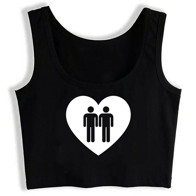 0091-two-gays-in-heart print unisex crop top