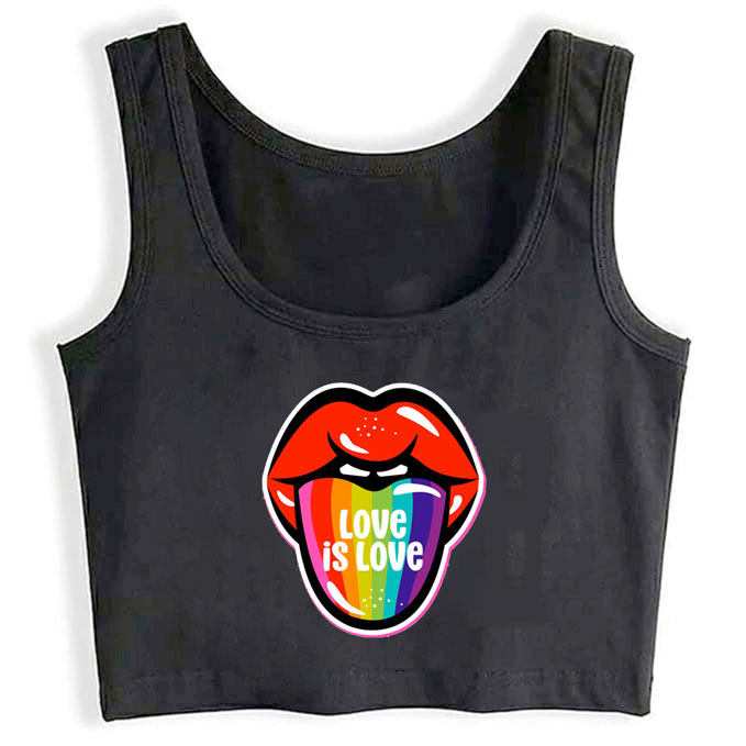 0096-love-is-love-black print unisex crop top