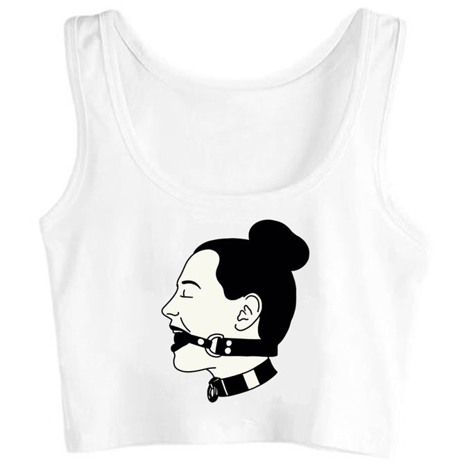 0108-ball-gag-and-choker print unisex crop top