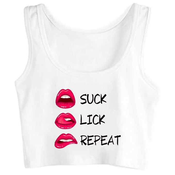 0136-suck-lick-repeat print unisex crop top