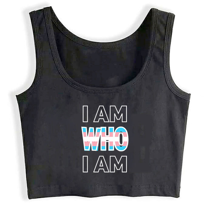 0142-i-am-who-i-am print unisex crop top