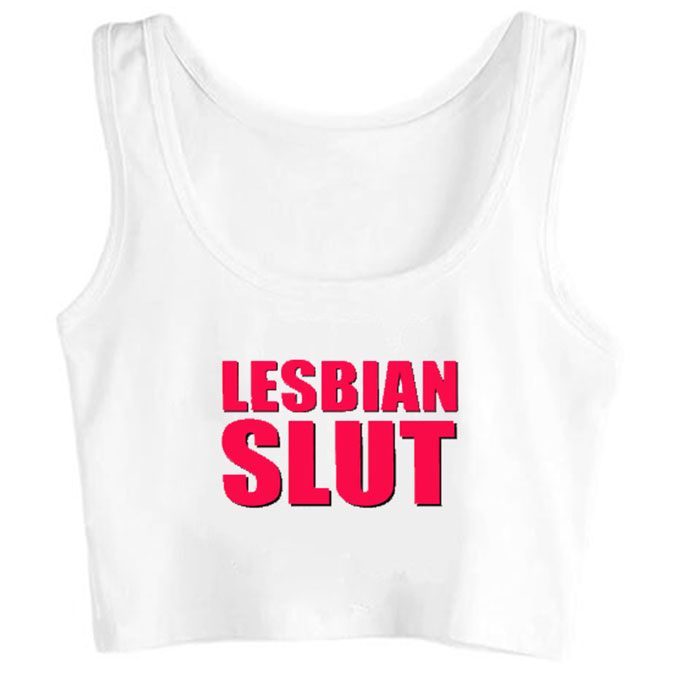 0145-lesbian-slut print unisex crop top