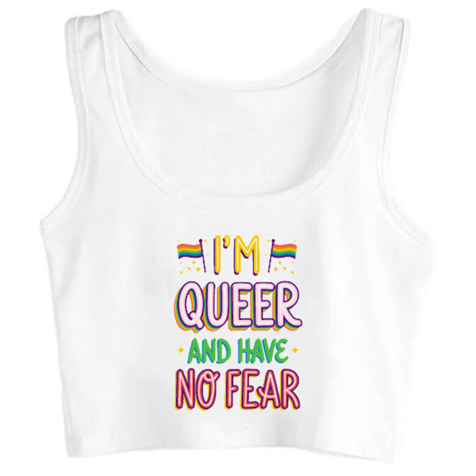 0162-im-queer-and-have-no-fear print unisex crop top
