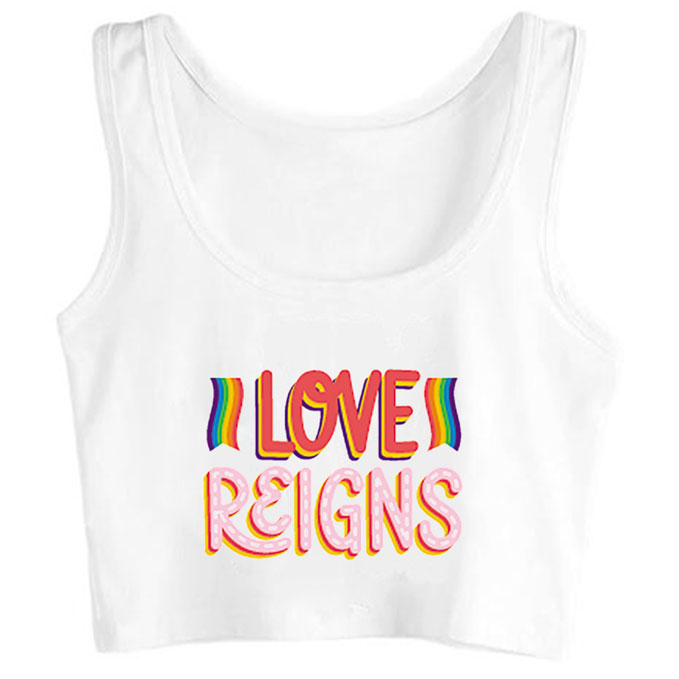 0163-i-love-reigns-white print unisex crop top