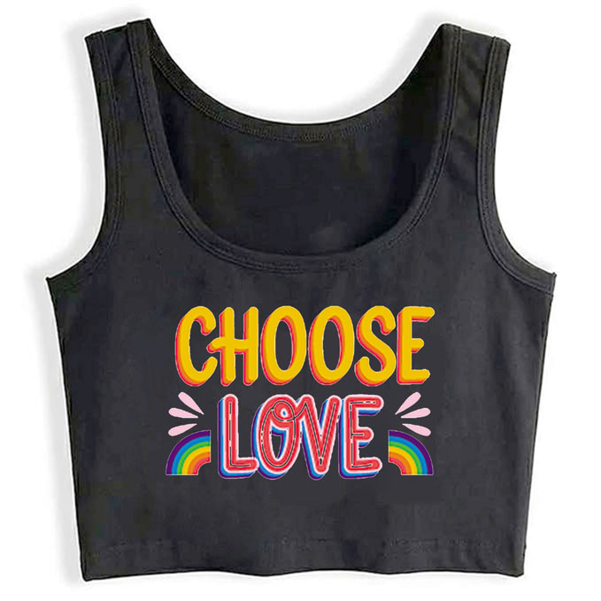 0170-choose-love-black print unisex crop top