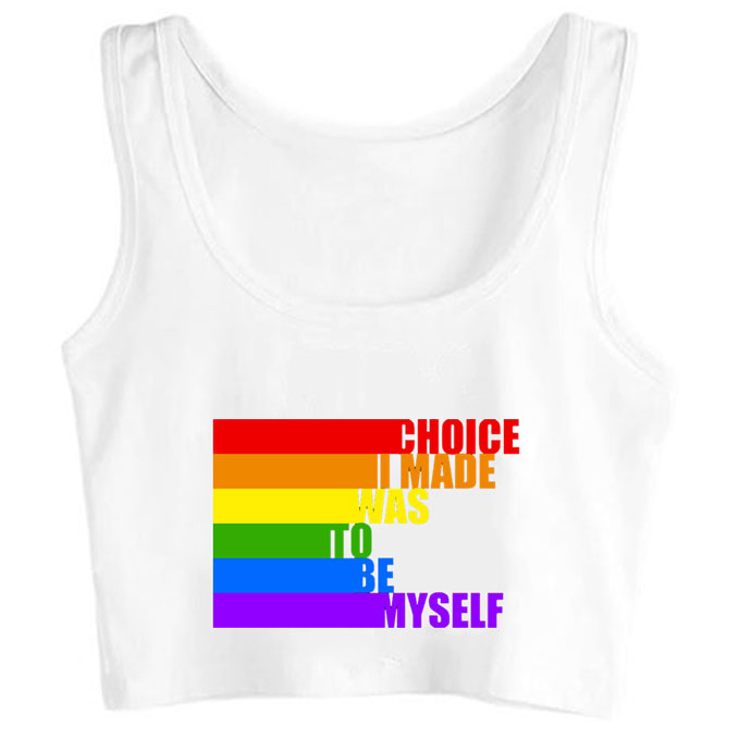 0172-choice-i-made-was-to-be-myself-white print unisex crop top