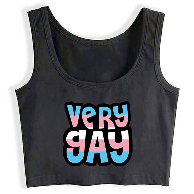 0176-very-gay-black print unisex crop top