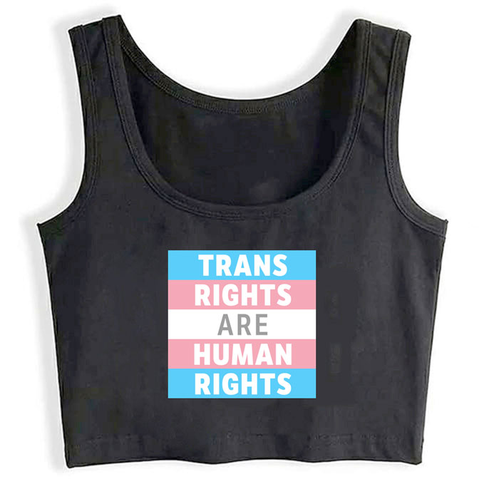 0185-trans-rights-are-human-rights-black print unisex crop top