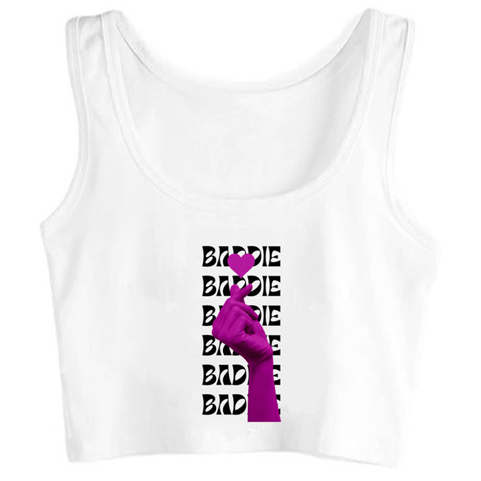 0222-baddie print unisex crop top