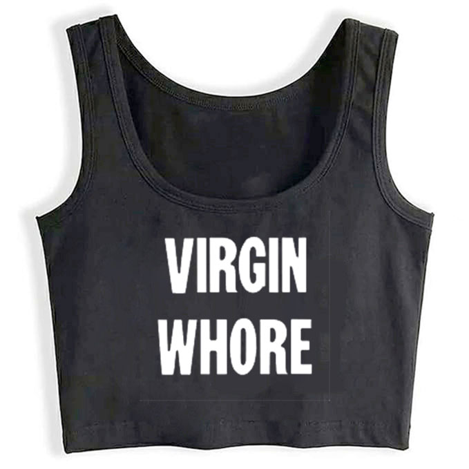 0229-virgin-whore print unisex crop top