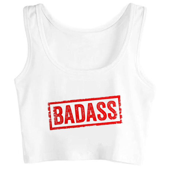 0234-badass print unisex crop top