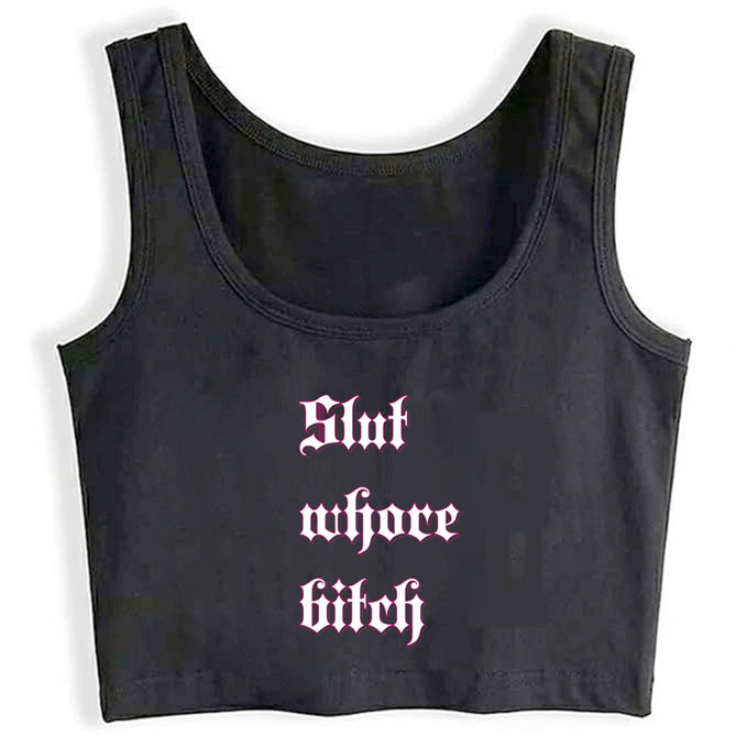 0236-slut-whore-bitch print unisex crop top