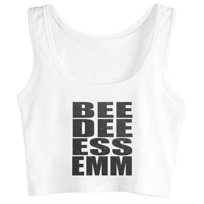 0252-bee-dee-ess-emm print unisex crop top