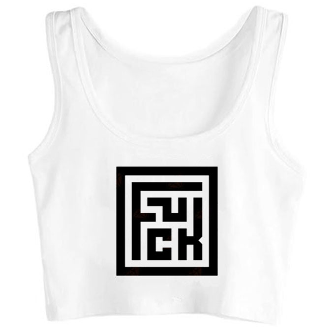 0257-fuck print unisex crop top