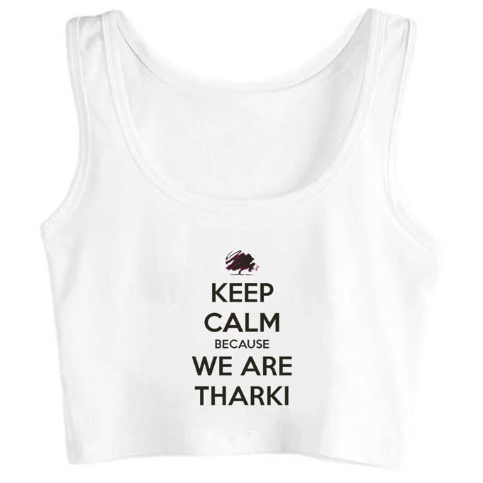 h0011-keep-calm-because-we-are-tharki print unisex crop top